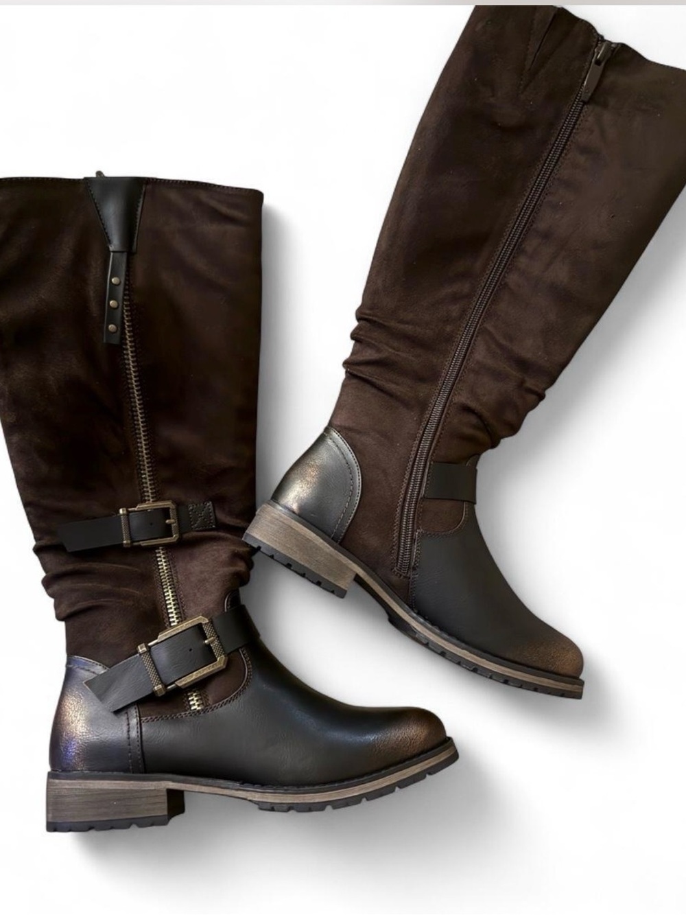 Patrizia Women's Dark Brown Knee high Buckle Riding Boots size 6.5-7